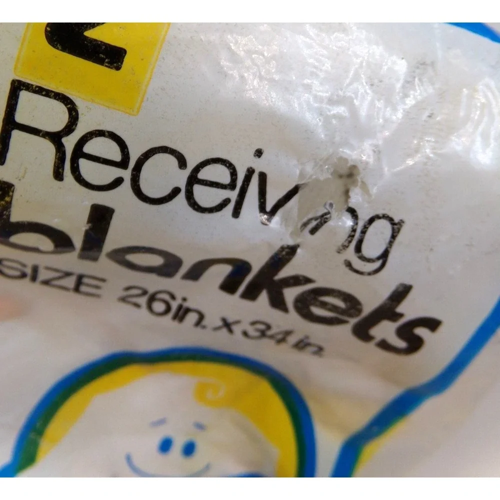 Vintage Baby B Receiving Blankets Angels Made for Belk Stores New Sealed 26x34‎